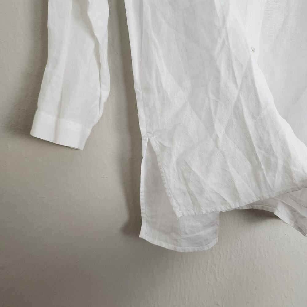 NWT Eileen Fisher White Organic Cotton Poplin Classic Collar Button Down - XS - Picture 11 of 13